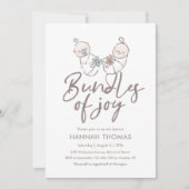 双生児のベビーシャワーの招待状の男の子および女の子 招待状 (正面)