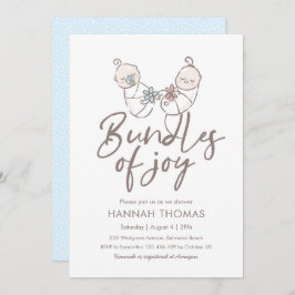 双生児のベビーシャワーの招待状の男の子および女の子 招待状