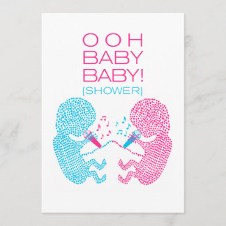 双生児のベビーシャワーの招待状の男の子および女の子 招待状