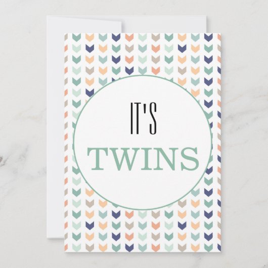 双生児のモダン双生児シャワー 招待状 (正面)