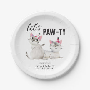 双生児の共同誕生日はPawty猫を可能にします ペーパープレート