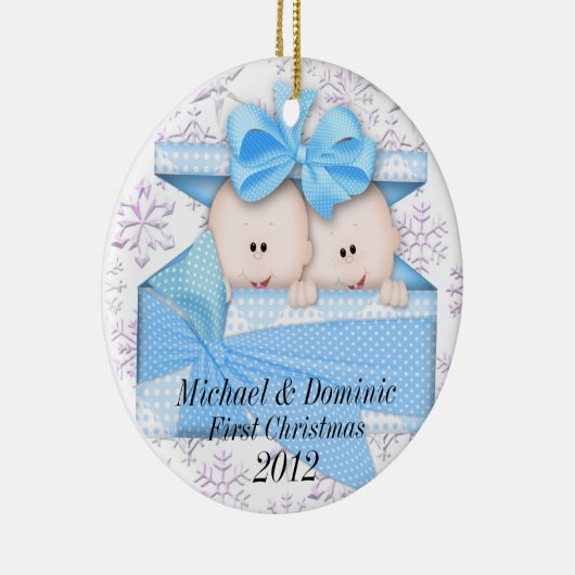 双生児の初めてのクリスマスのオーナメント セラミックオーナメント (右)