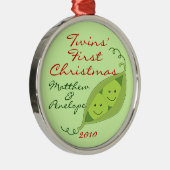 双生児の初めてのクリスマスのパーソナライズなオーナメント メタルオーナメント (右)