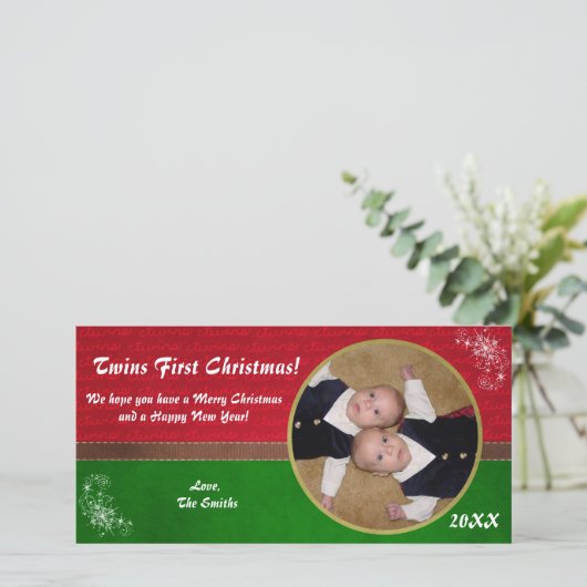 双生児の初めてのクリスマスカード シーズンカード (スタンド正面)