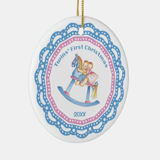 双生児の初めてのクリスマス男の子か女の子のオーナメント セラミックオーナメント (右)
