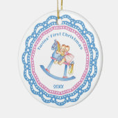 双生児の初めてのクリスマス男の子か女の子のオーナメント セラミックオーナメント (左)
