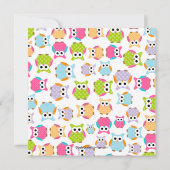 双生児の多数のベビーシャワーを持つお母さん及びパパのフクロウ 招待状 (裏面)