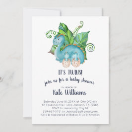 双生児の小さい恐竜のベビーシャワーの招待状 招待状