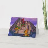 双生児の最初バースデー・カード2のかわいいパッチワークDrago カード (正面)