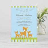 双生児の森林ベビーのシカのベビーシャワーの招待状 招待状 (スタンド正面)