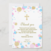 双生児の洗礼の聖餐のサンキューカードのピンクの青 サンキューカード (正面)