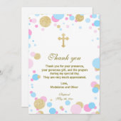 双生児の洗礼の聖餐のサンキューカードのピンクの青 サンキューカード (正面/裏面)