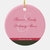 双生児の第1クリスマスのカスタムなオーナメント(ピンク) セラミックオーナメント (裏面)