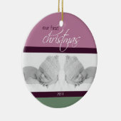 双生児の第1クリスマスのカスタムなオーナメント(プラム) セラミックオーナメント (右)