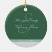 双生児の第1クリスマスのカスタムなオーナメント(緑2) セラミックオーナメント (裏面)