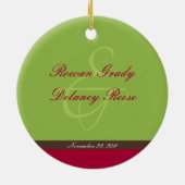 双生児の第1クリスマスのカスタムなオーナメント(緑) セラミックオーナメント (裏面)