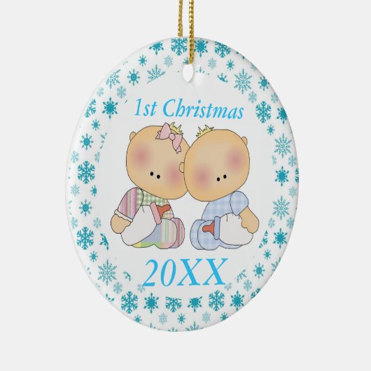 双生児の第1クリスマスのパーソナライズな記念品のオーナメント セラミックオーナメント (右)