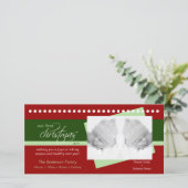 双生児の第1クリスマスの休日のフォトカード(赤い) シーズンカード (スタンド正面)