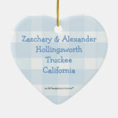 双生児の第1クリスマスの青 セラミックオーナメント (裏面)