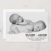 双生児の誕生の発表かサンキューカード サンキューカード (正面/裏面)