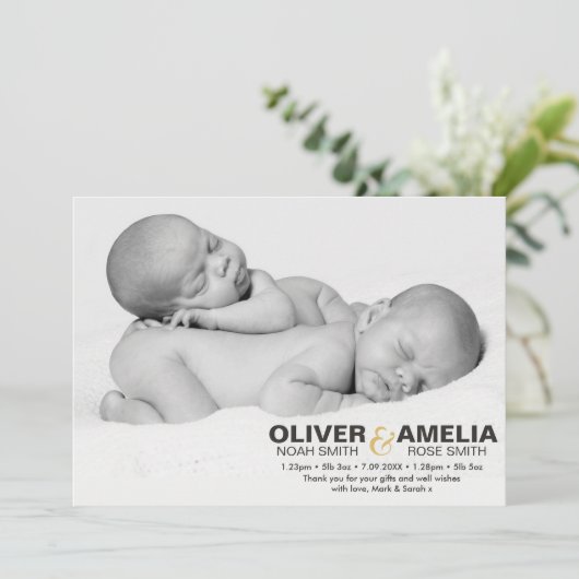 双生児の誕生の発表かサンキューカード サンキューカード (スタンド正面)