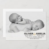 双生児の誕生の発表かサンキューカード サンキューカード (正面/裏面)