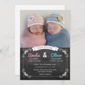 双生児の誕生の発表かサンキューカード サンキューカード (正面/裏面)