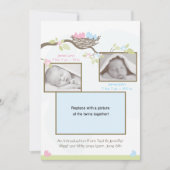 双生児の誕生の発表-男の赤ちゃん及び女の子 案内状 (正面)