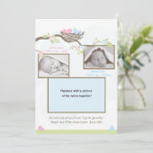 双生児の誕生の発表-男の赤ちゃん及び女の子 案内状 (スタンド正面)