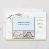 双生児の誕生の発表-男の赤ちゃん及び女の子 案内状 (正面)