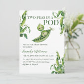 双生児の赤ちゃん男女兼用シャワーの2つの豆 招待状 (スタンド正面)