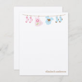 双生児のClotheslineのカスタムな平たい箱はノート感謝していしています ノートカード (正面/裏面)