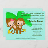 双生児はベビーシャワー招待状の男の子の女の子をまねます 招待状 (正面/裏面)