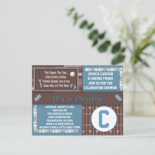 双生児はベビーシャワー招待状を遊ばします 招待状 (スタンド正面)