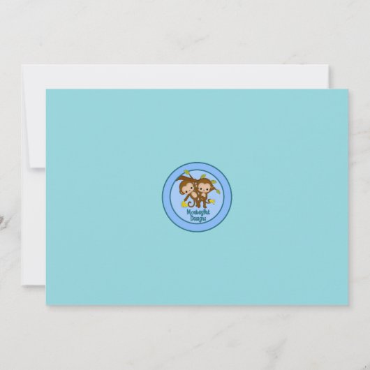 双生児はベビーシャワー招待状青いMM2をまねます 招待状 (裏面)