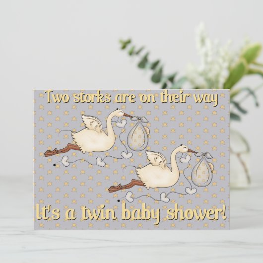双生児は方法ベビーシャワーにあります 招待状 (スタンド正面)