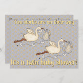 双生児は方法ベビーシャワーにあります 招待状 (正面/裏面)