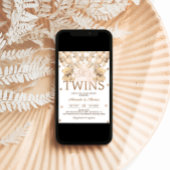 双生児クマとニュートラルバルーン赤ちゃんシャワー 招待状