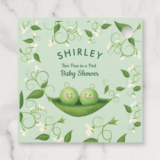 双生児シャワー男女兼用の2匹のエンドウ フェイバータグ (裏面)