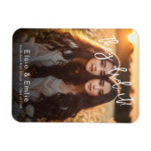 双生児ダブル卒業写真のお知らせ マグネット (横)