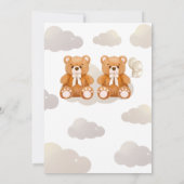 双生児テディベア赤ちゃんシャワーを待つことができる 招待状 (裏面)