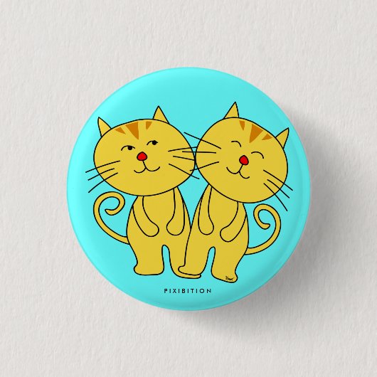 双生児猫ボタン 缶バッジ (正面)