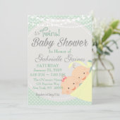 双生児男の子および女の子のベビーシャワーの招待状 招待状 (スタンド正面)