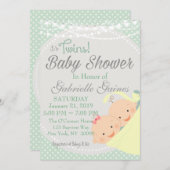 双生児男の子および女の子のベビーシャワーの招待状 招待状 (正面/裏面)