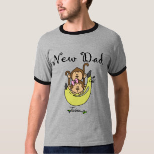 双生児男の子のパパおよび女の子のTシャツおよびギフト Tシャツ