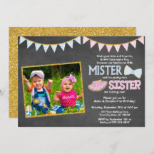 双生児誕生日招待状|ミスターと妹