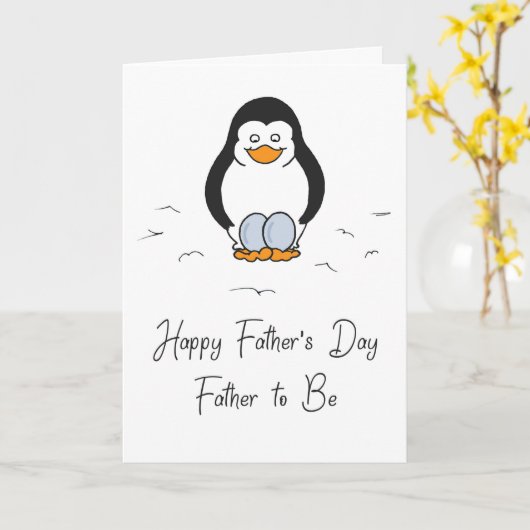 双生児、ある父の日の父ペンギンは卵を投げつけます カード (黄色い花)