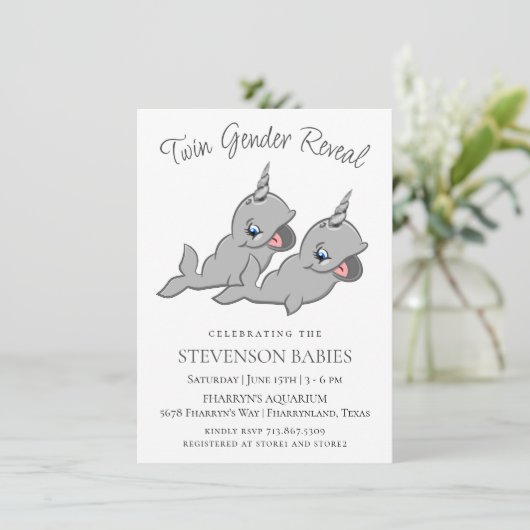 双生児 |グレーチビ(小さくかわいく書いた感じ)マンガの性別の表示 招待状 (スタンド正面)