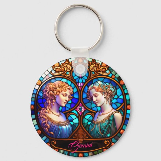 双生児〔占星術の〕十二宮図 キーホルダー (正面)