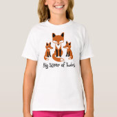 双生児-女の子のためのモダンなキツネのTシャツの姉 Tシャツ (正面)